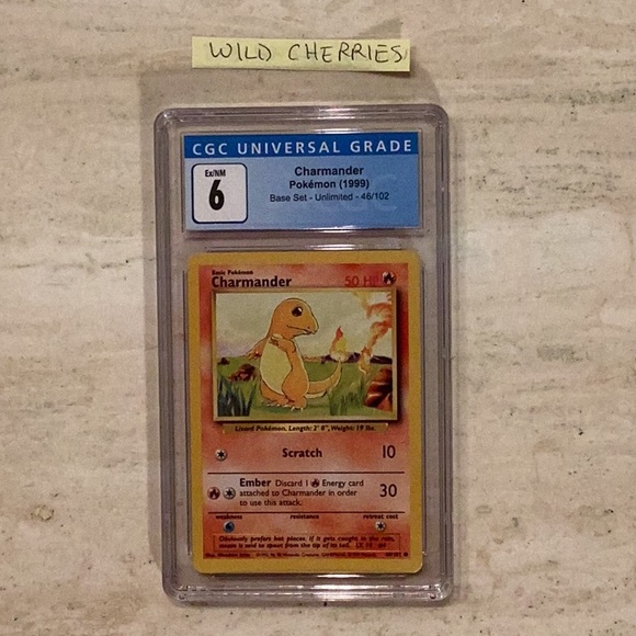 Charmander 1999 Pokemon 46/102 Base Set CGC 6 Graded Pokemon Card TCG #46 - Picture 2 of 7